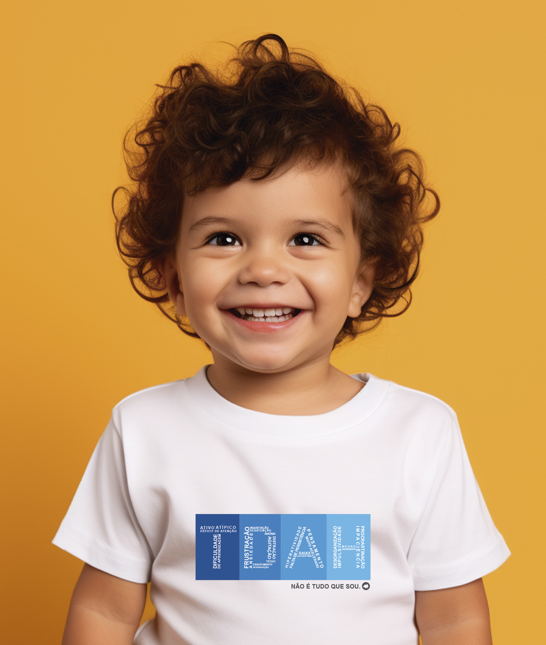 Nome do produto: Camiseta Infantil : Menino (2 a 8) : TDAH Não é Tudo que Sou
