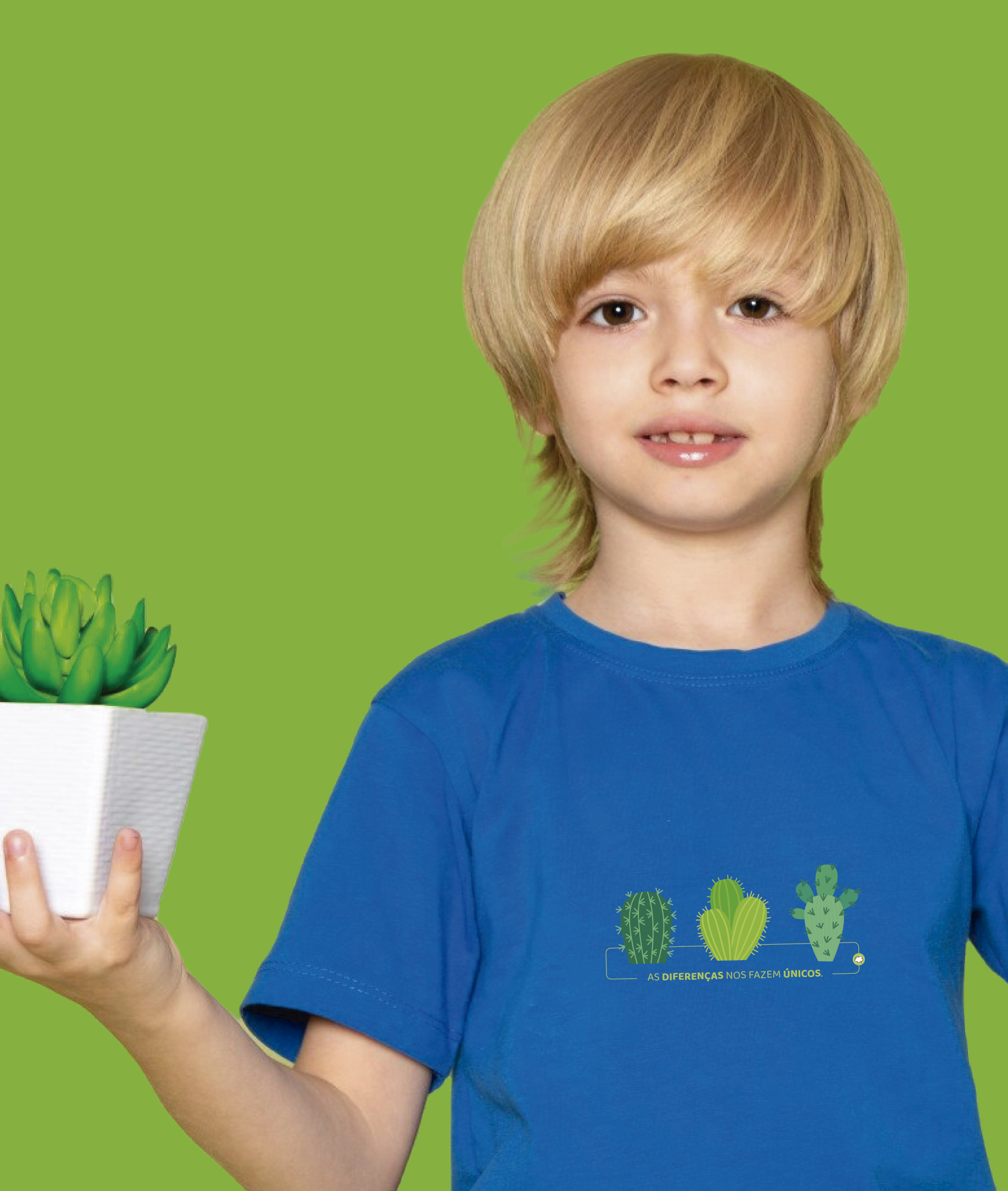 Nome do produto: Camiseta Infantil : Menino (2 a 8) : Cactos (Inclusão / Autista / TDAH / Superdotação)