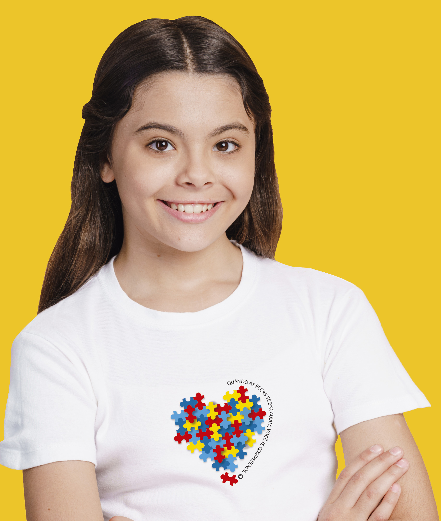 Nome do produto: Camiseta Infantil : Menina (10 a 14) : Peças se Encaixam TEA (Espectro Autista)