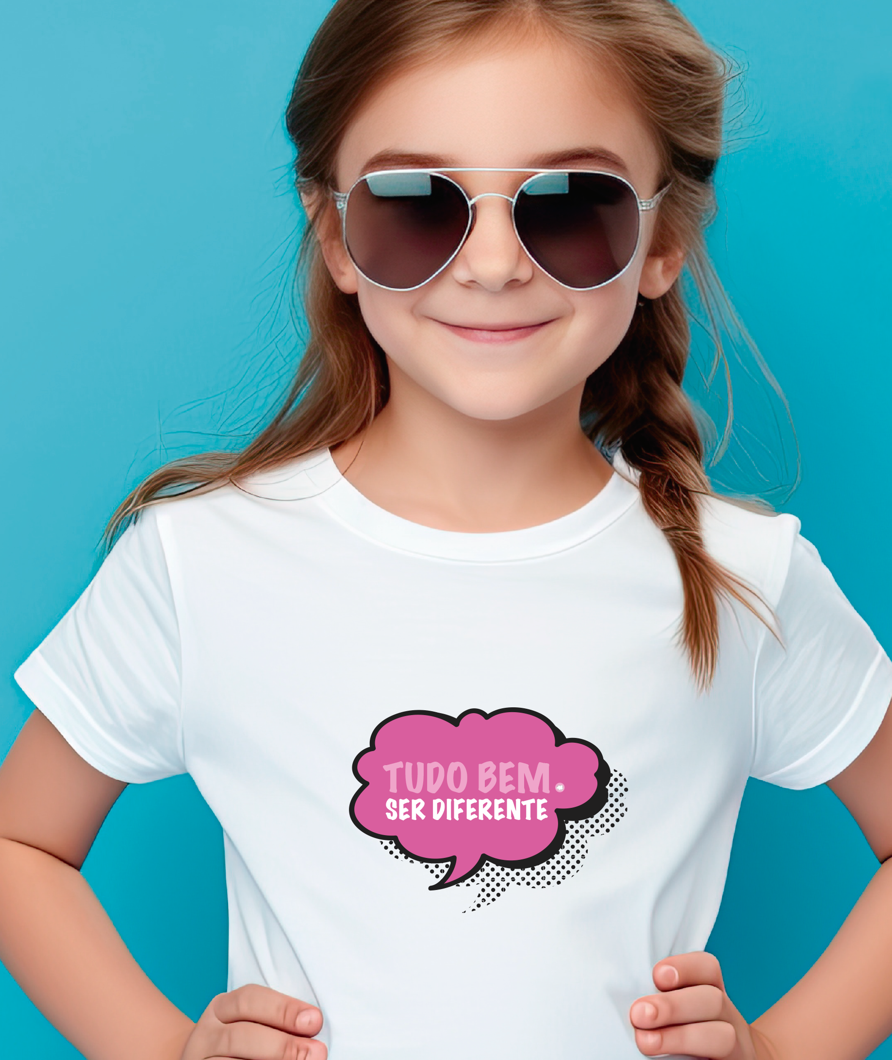 Nome do produto: Camiseta Infantil : Menina (2 a 8) : Ser Diferente (Inclusão / Autista / TDAH / Superdotação)