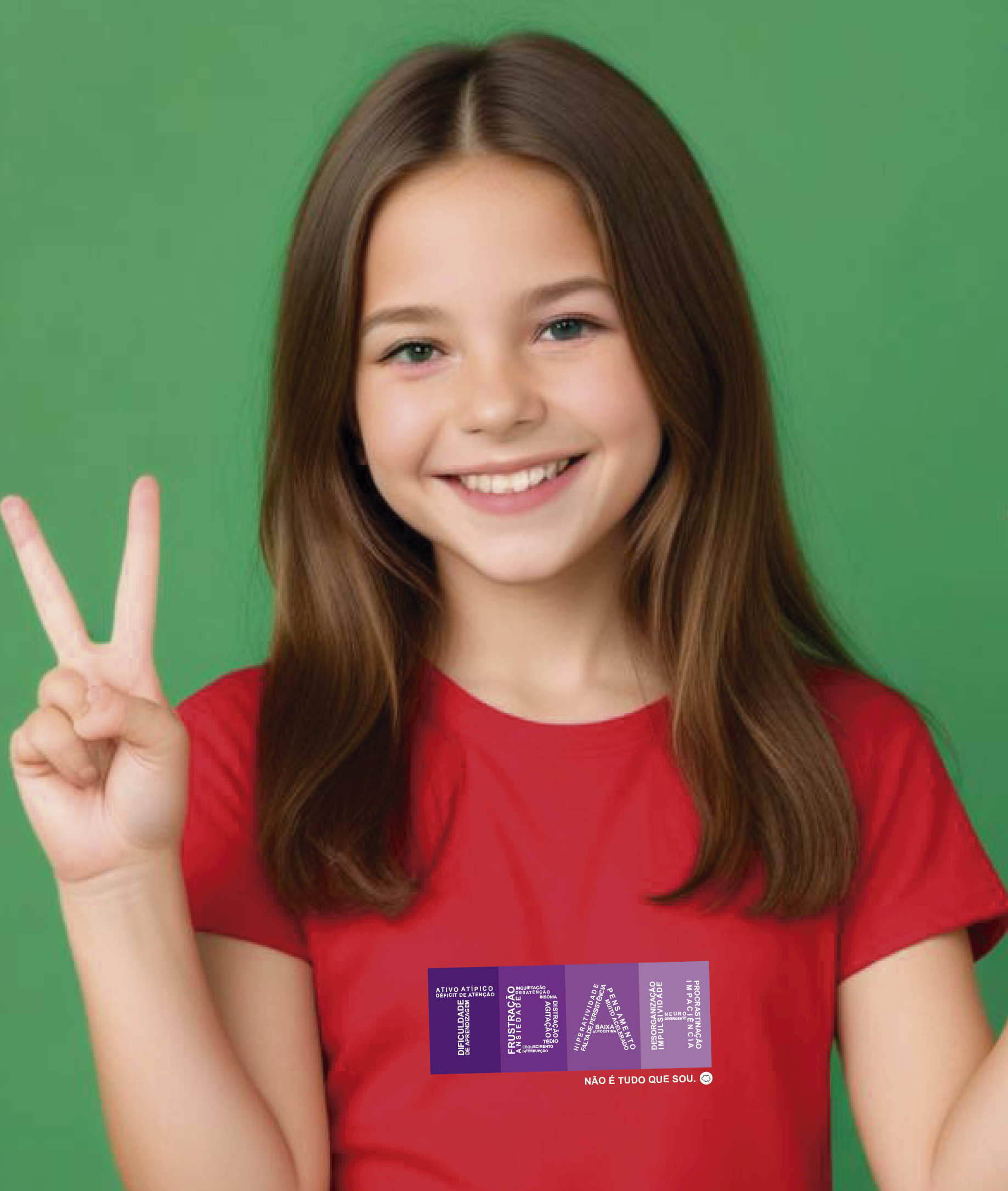 Nome do produto: Camiseta Infantil : Menina (2 a 8) : TDAH Não é Tudo que Sou