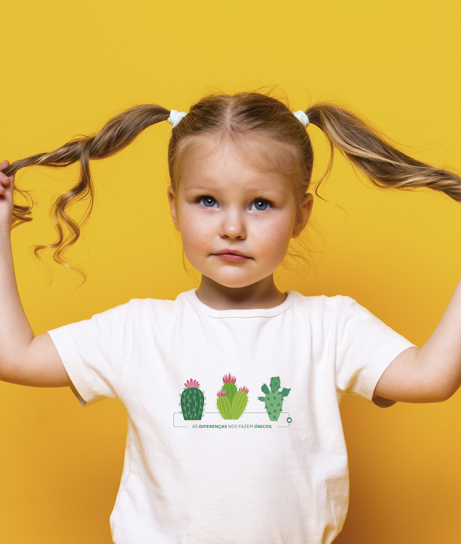 Nome do produto: Camiseta Infantil : Menina (2 a 8) : Cactos (Inclusão / Autista / TDAH / Superdotação)