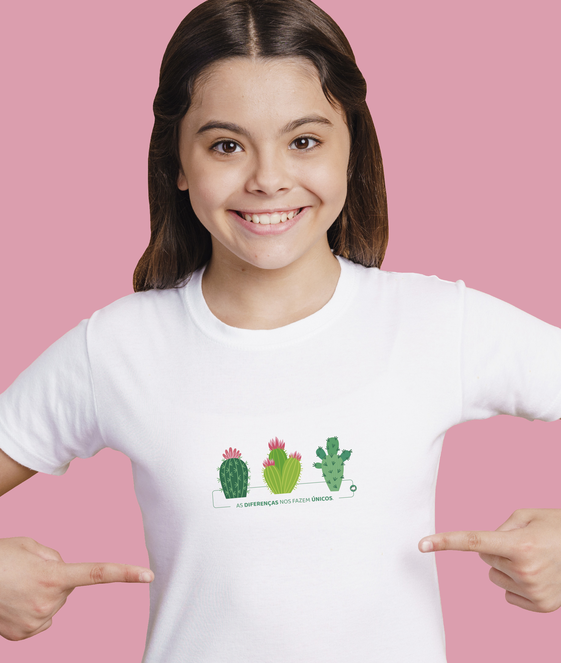 Nome do produto: Camiseta Infantil : Menina (10 a 14) : Cactos (Neurodiversidade / Autista / Superdotação / TDAH)