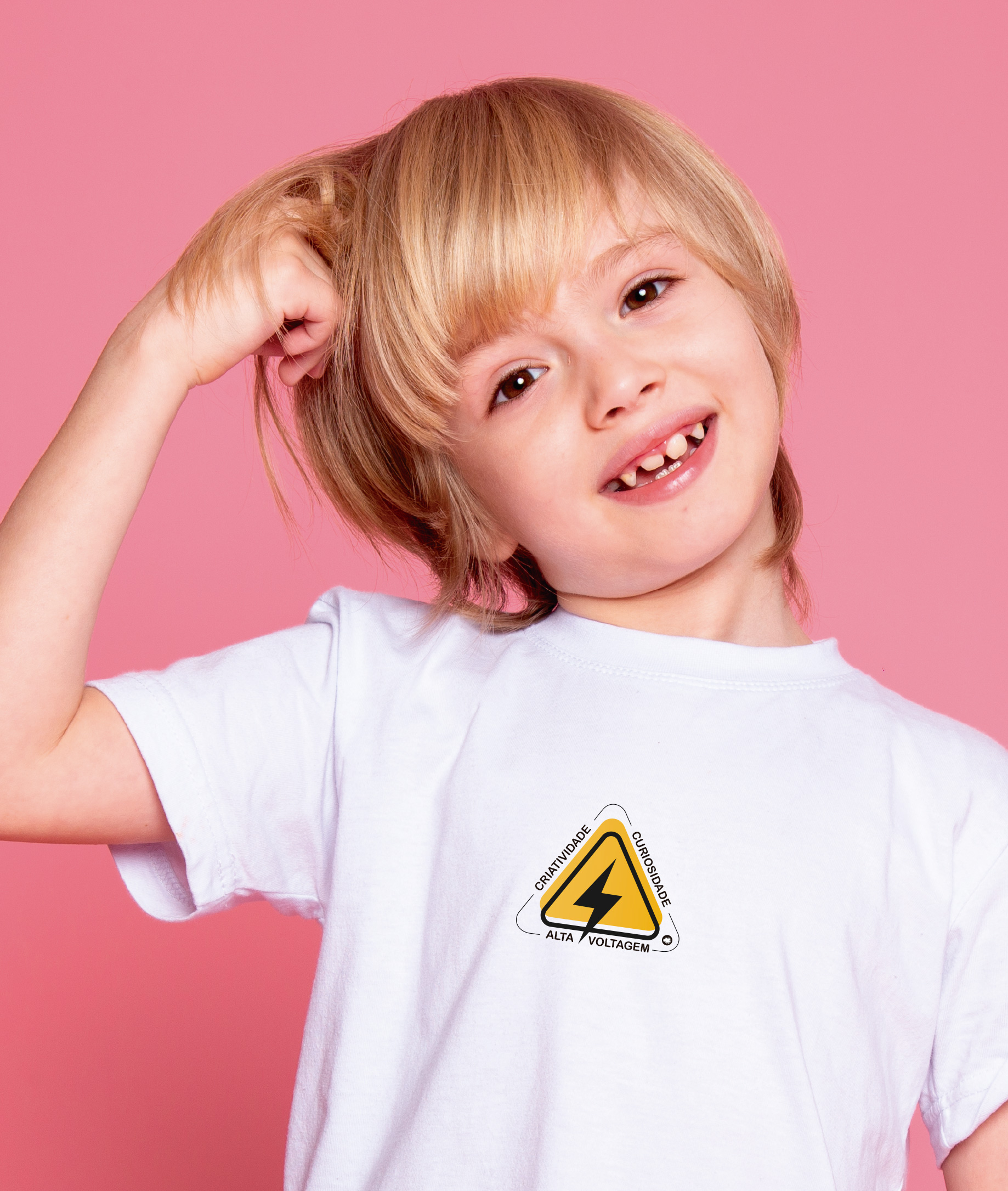 Nome do produto: Camiseta Infantil : Menino (10 a 14) : Alta Voltagem Inclusão (Superdotação / Altas Habilidades)