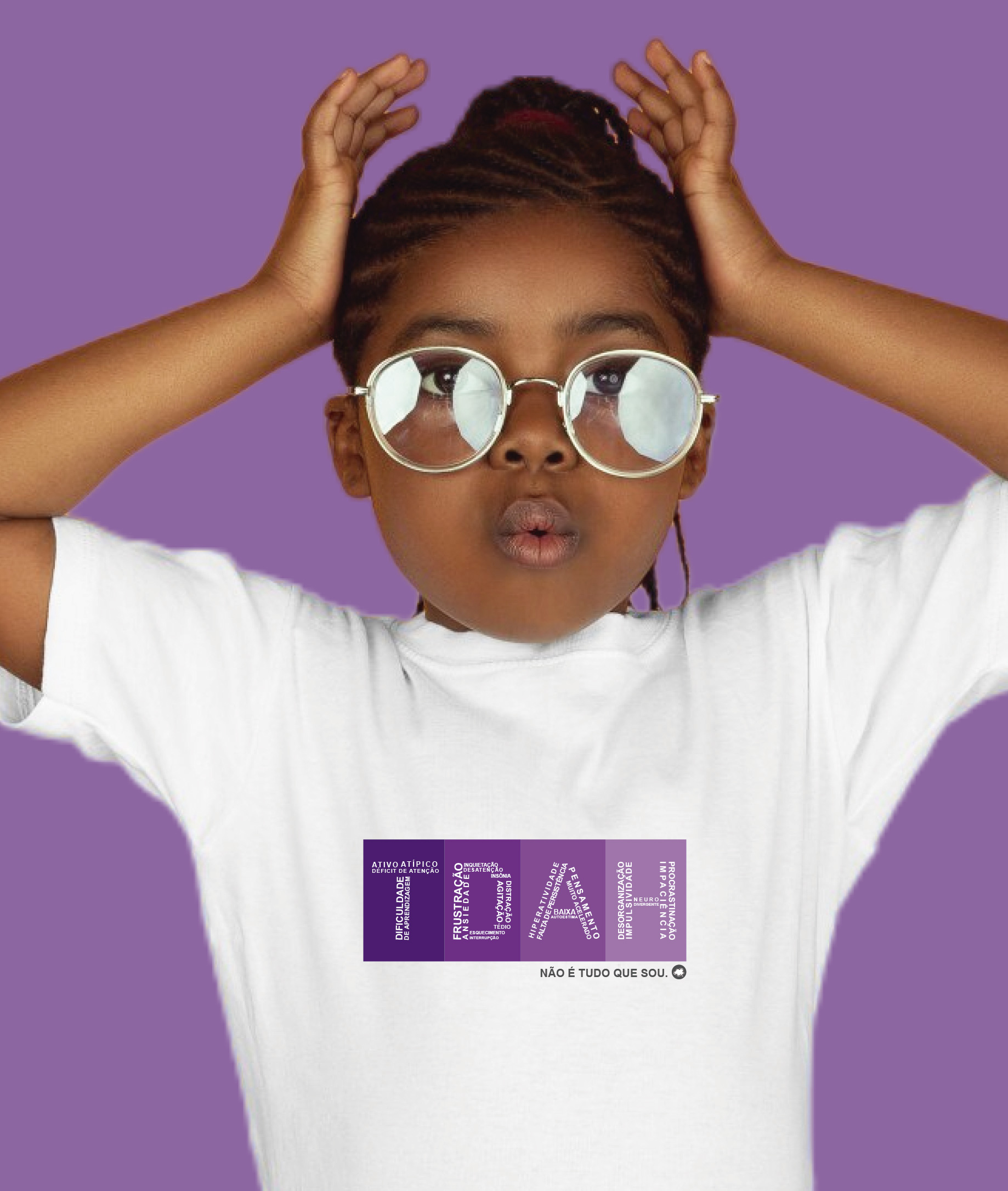Nome do produto: Camiseta Infantil : Menina (10 a 14) : TDAH Não é Tudo que Sou