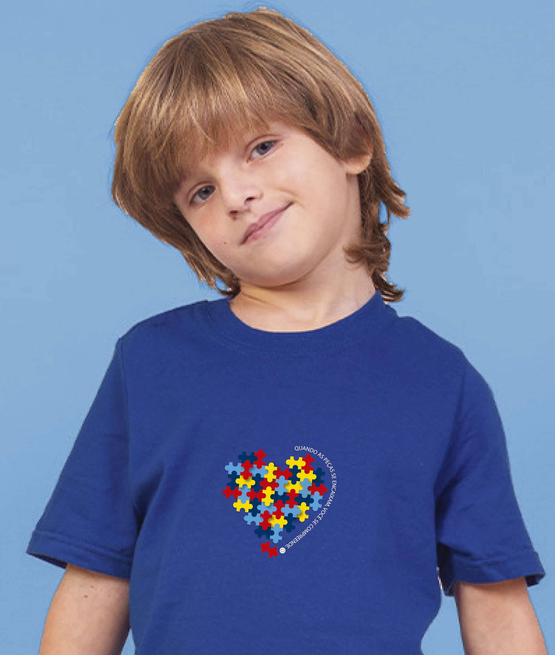 Nome do produto: Camiseta Infantil : Menino (2 a 8) : Peças se Encaixam TEA (Espectro Autista)