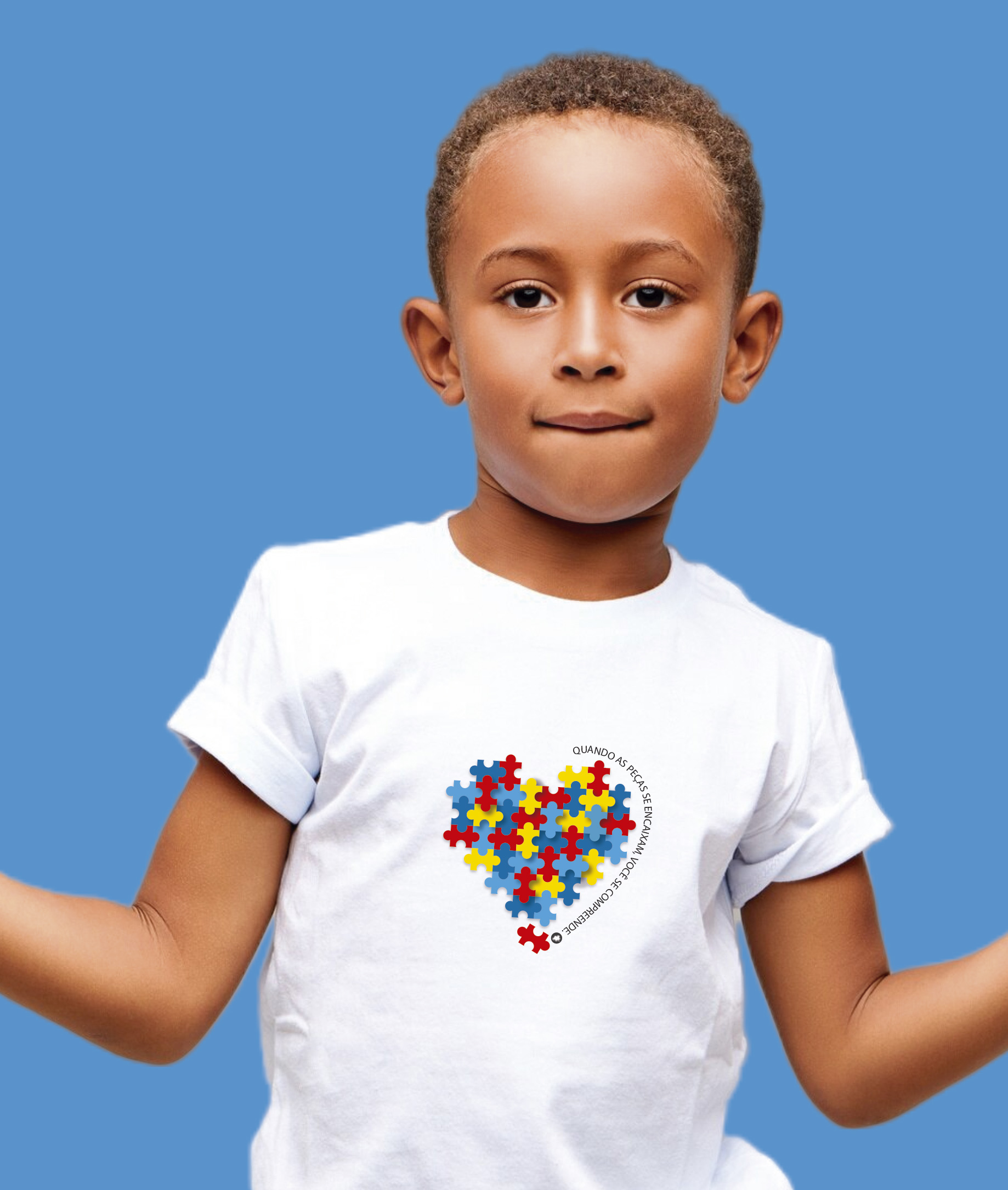 Nome do produto: Camiseta Infantil : Menino (10 a 14) : Peças se Encaixam TEA (Espectro Autista)