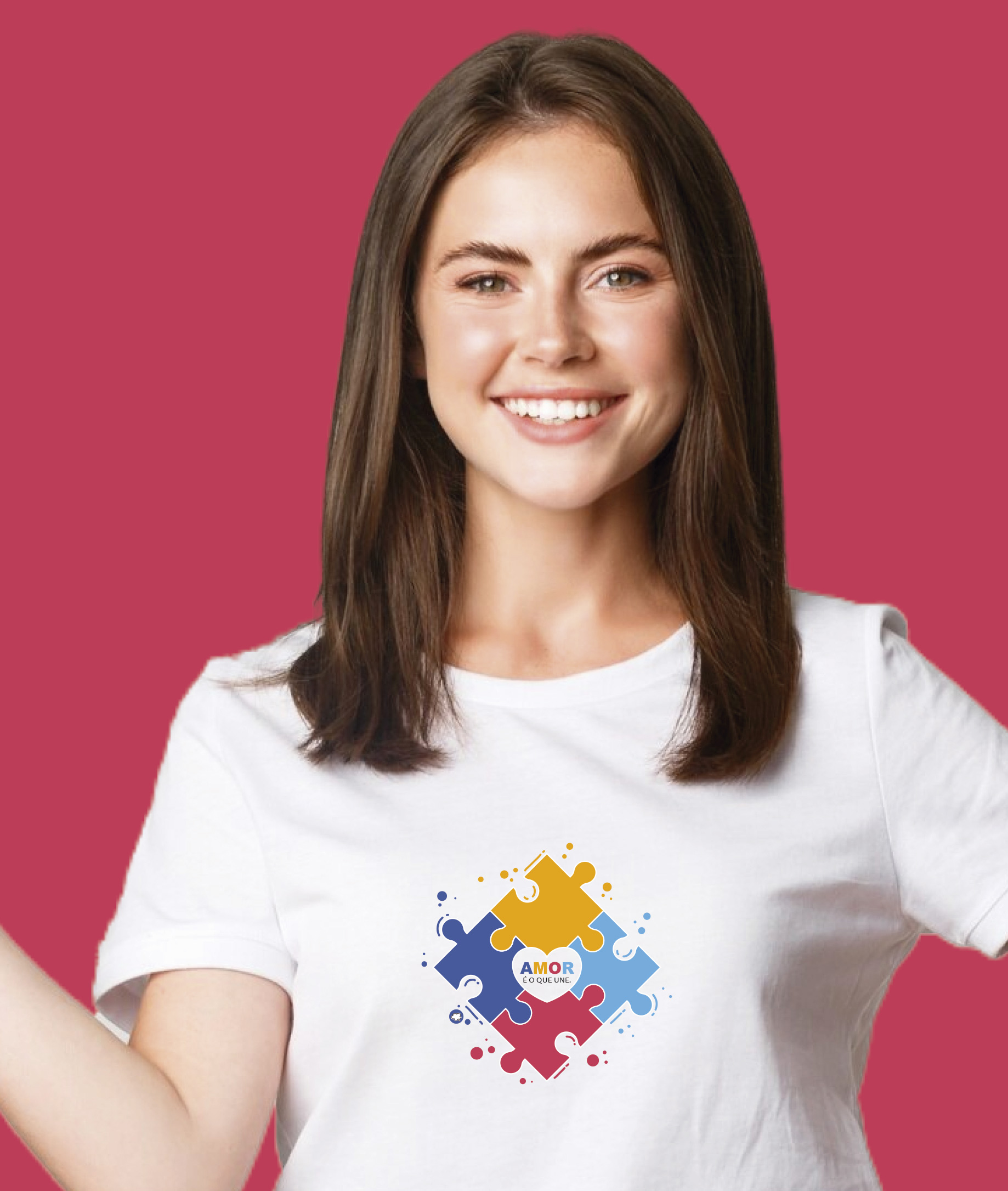 Nome do produto: Camiseta Unissex Feminina / Masculina : Amor nos Une TEA (Espectro Autista)