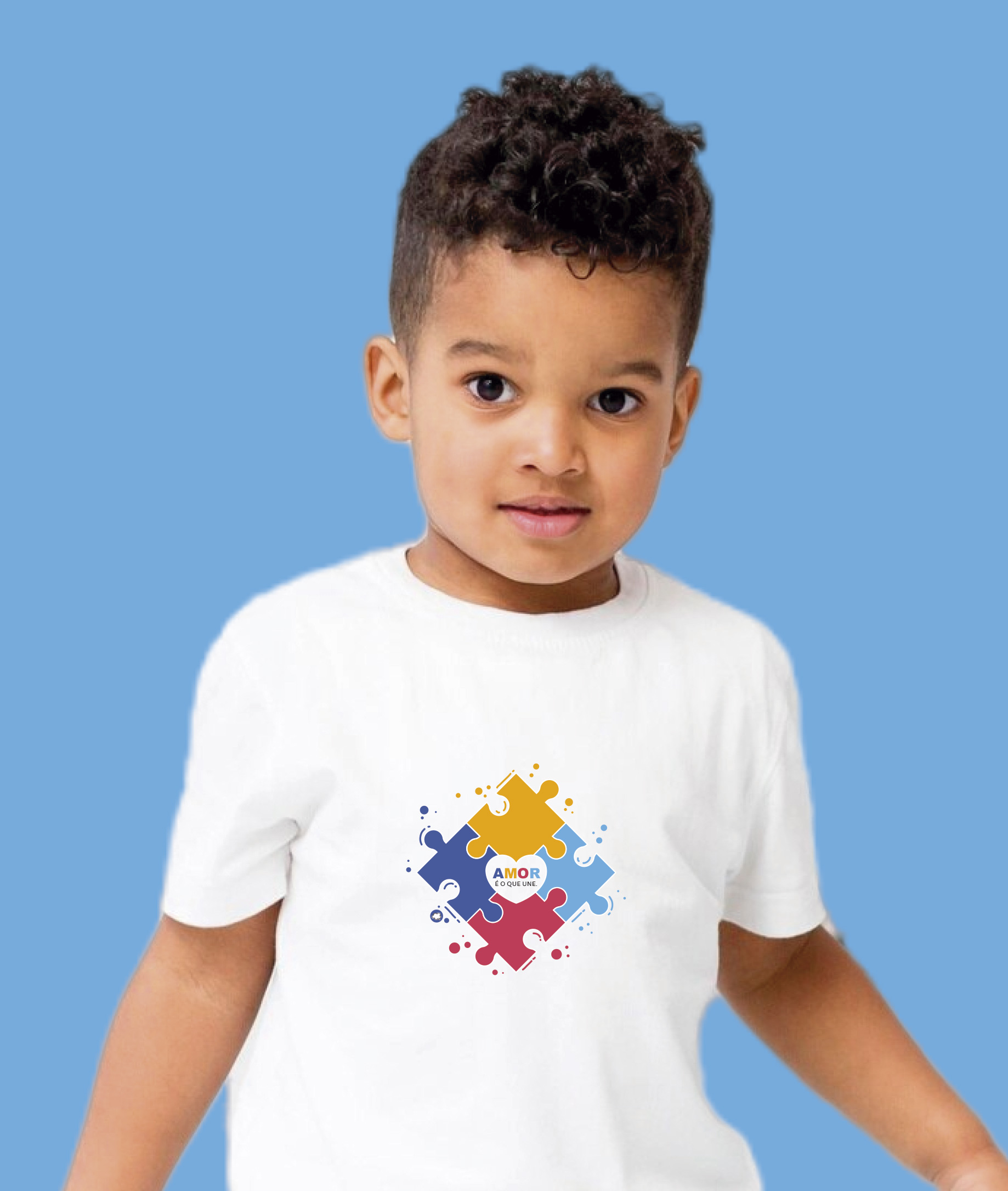 Nome do produto: Camiseta Infantil : Menino (2 a 8) : Amor nos Une TEA (Espectro Autista)