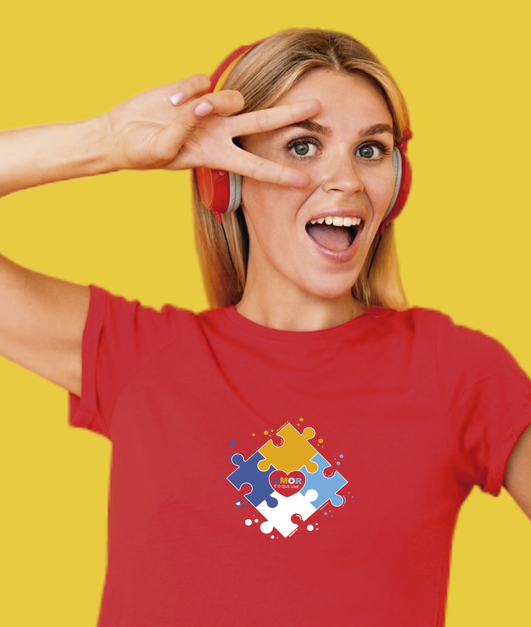 Nome do produto: Camiseta Unissex Feminina / Masculina : Amor nos Une TEA (Espectro Autista)