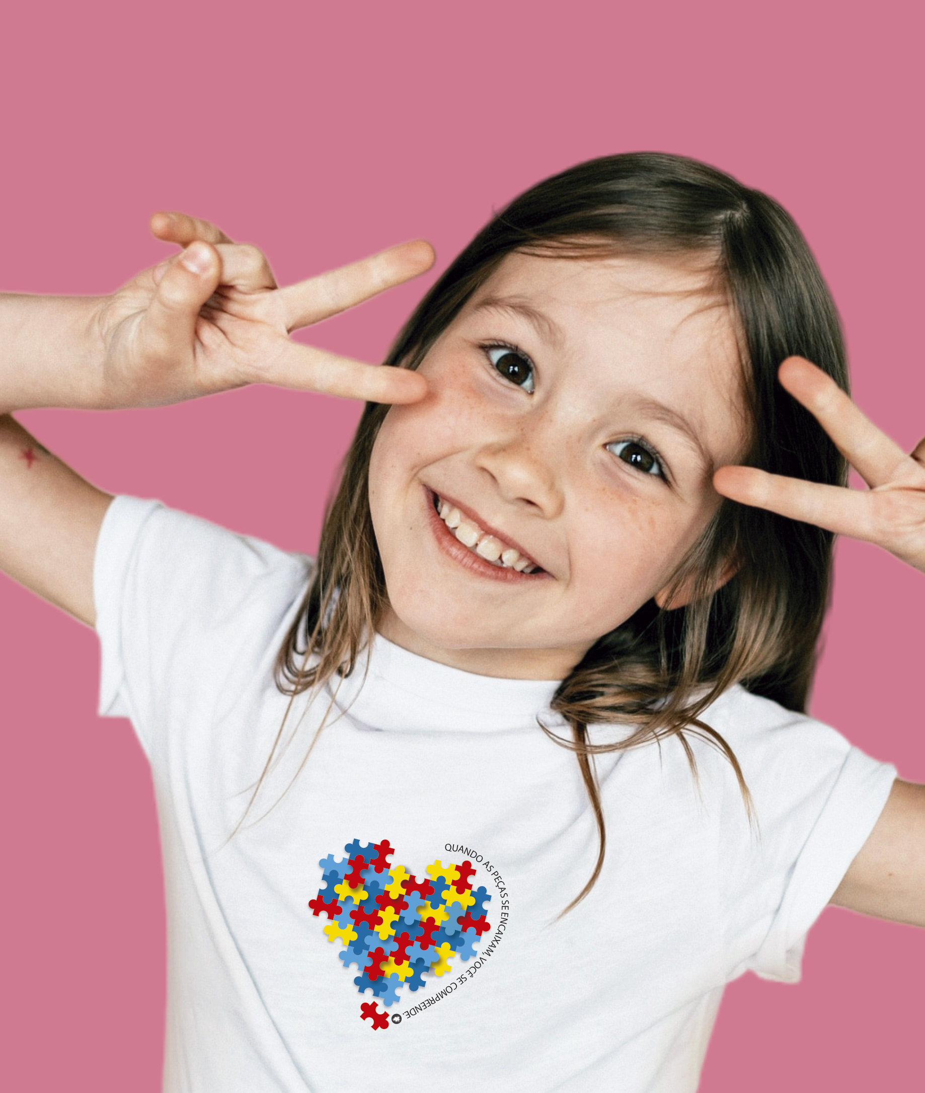 Nome do produto: Camiseta Infantil : Menina (2 a 8) : Peças se Encaixam TEA (Espectro Autista)