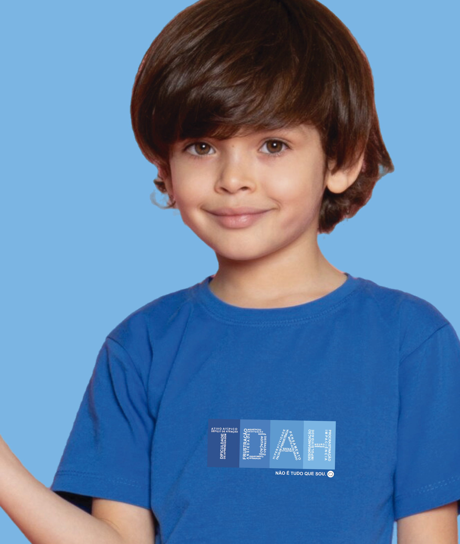 Nome do produto: Camiseta Infantil : Menino (2 a 8) : TDAH Não é Tudo que Sou