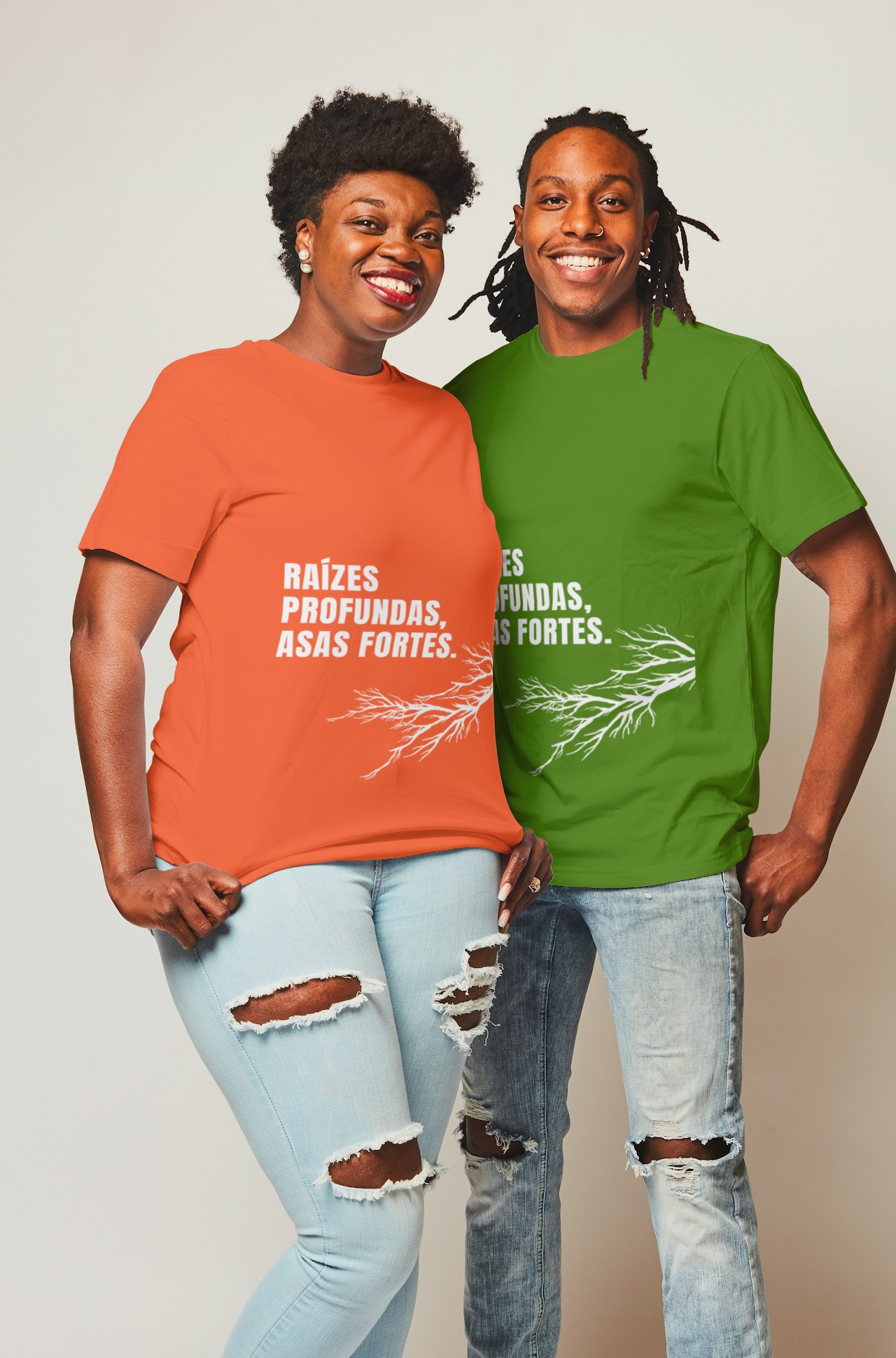 Nome do produto: Camiseta  Frase Raízes Profundas, Asas Fortes