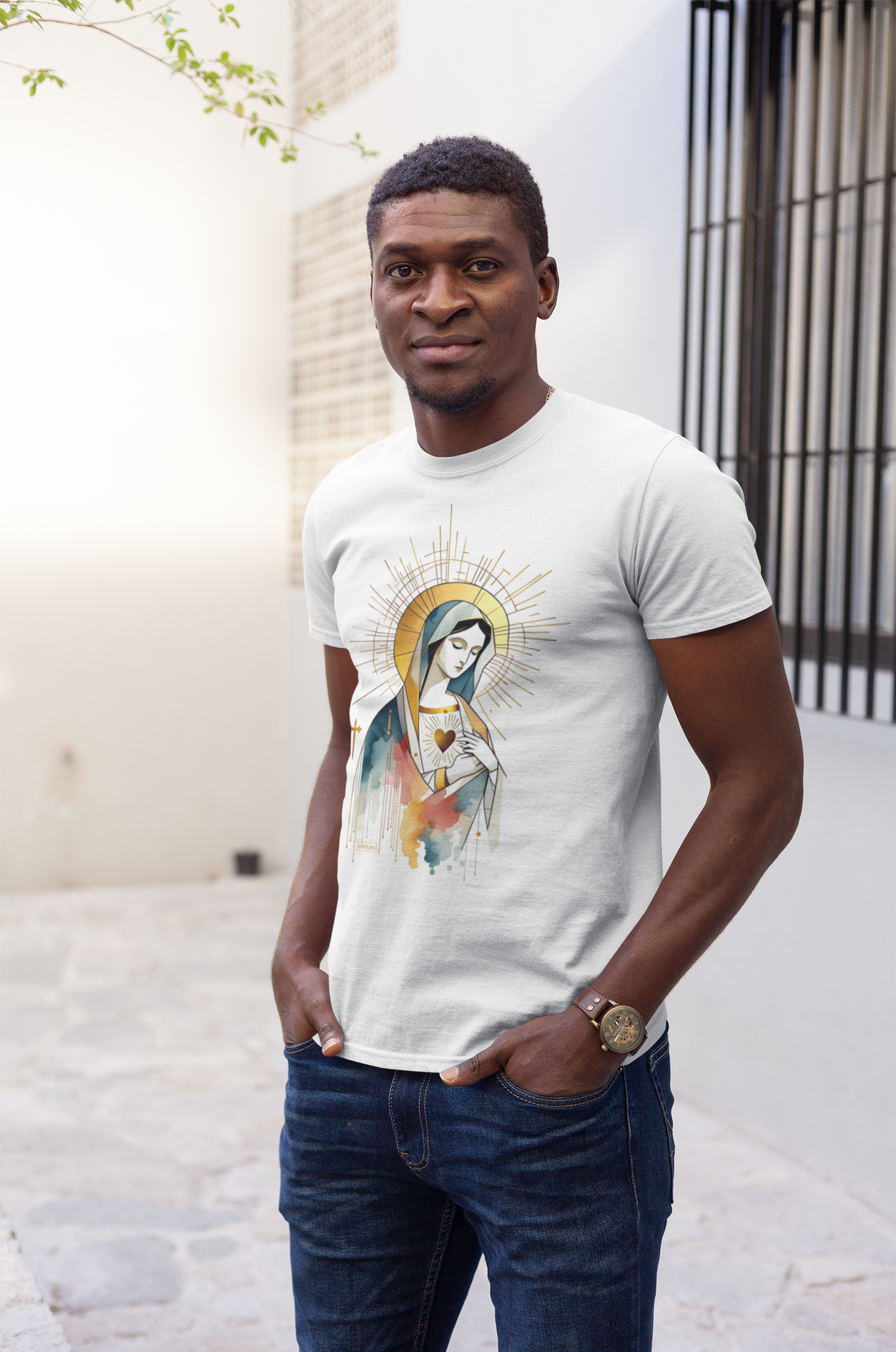 Nome do produto: Camiseta Masculina Branca - Maria Fineart