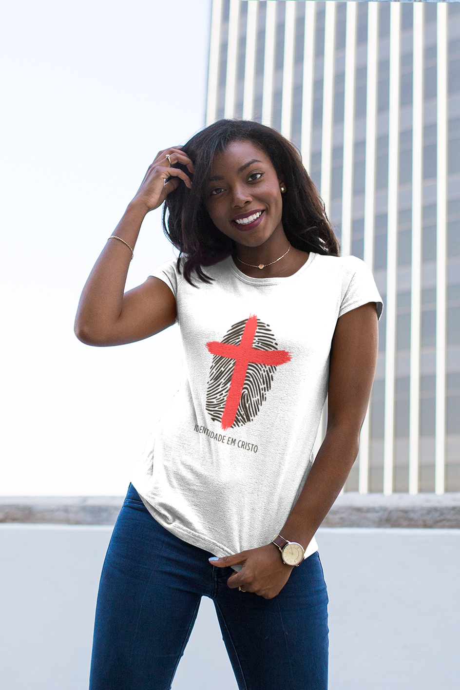 Nome do produto: Camiseta Feminina  Baby Long - Identidade em Cristo - Branca