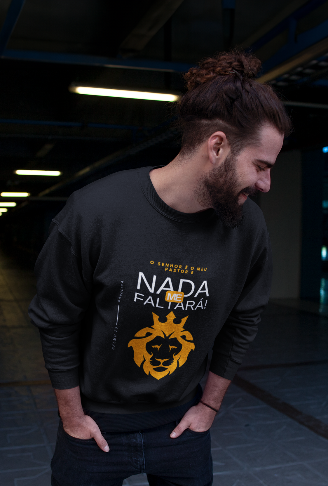 Nome do produto: Moletom Blusão Fechado Preto - Salmo 23