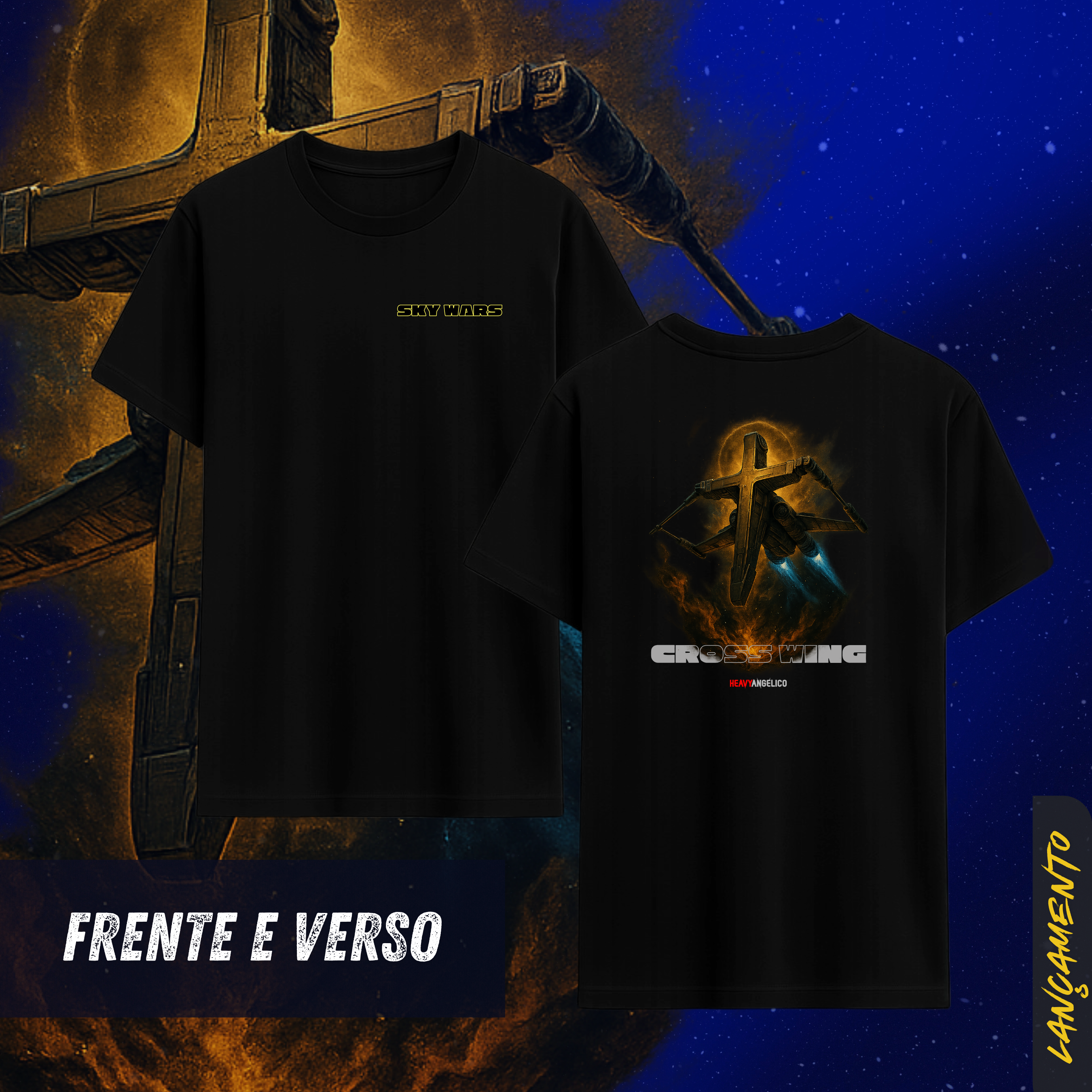 Sky Wars – Cross Wing - Camiseta Unissex - Frente e Costas