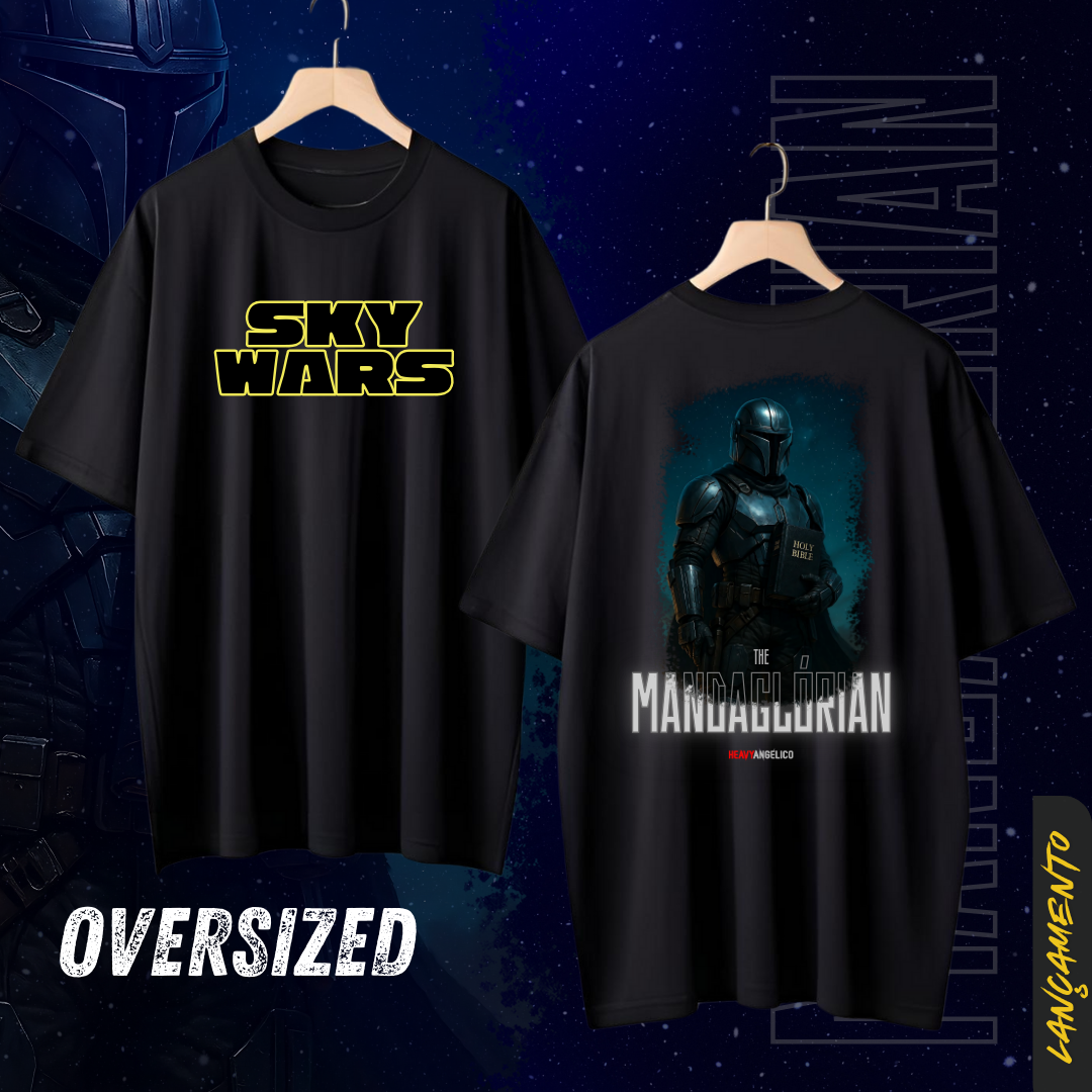 Sky Wars – The Mandaglórian - Camiseta Oversized - Frente e Costas