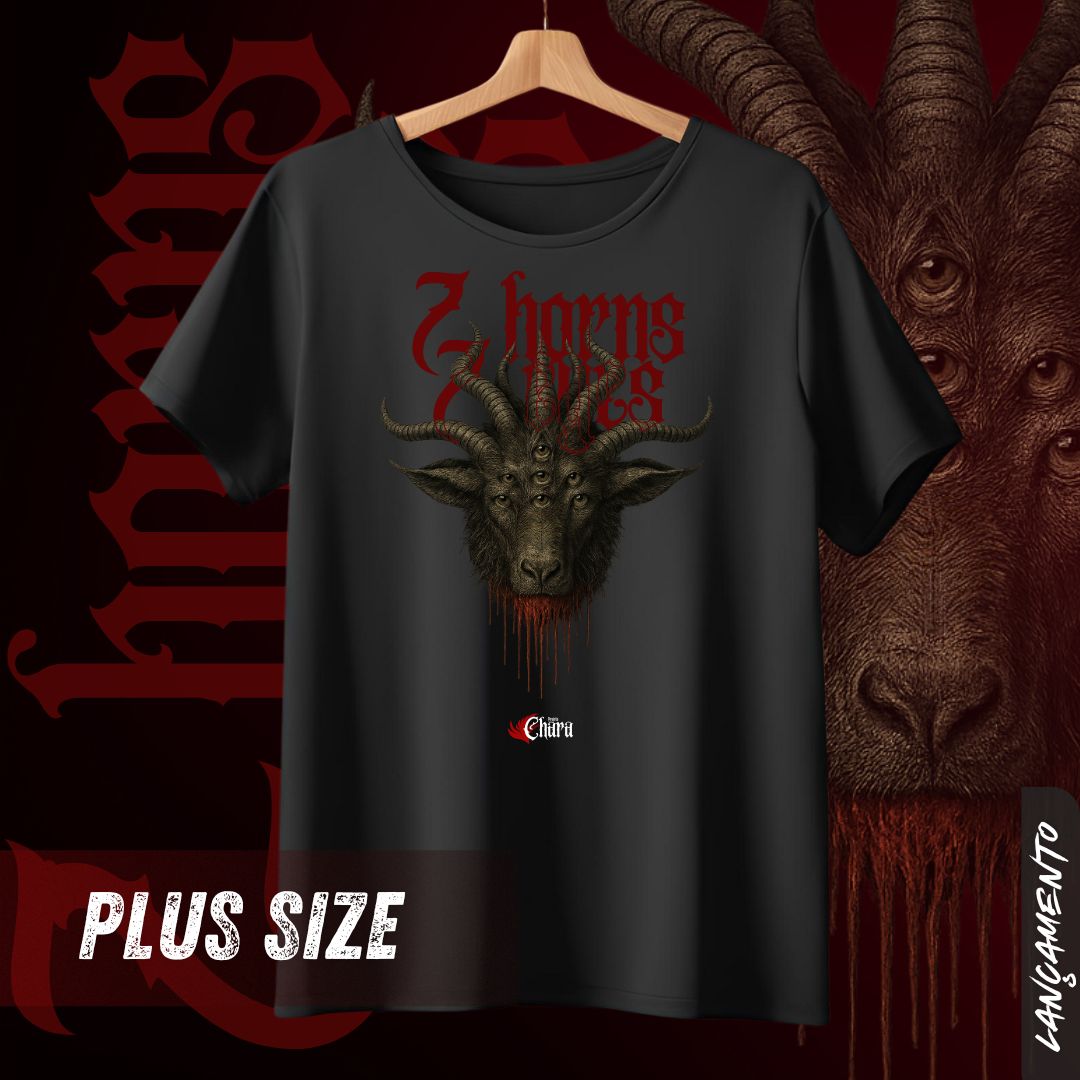 7 Horns | 7 Eyes – O Cordeiro é Digno - Projeto Chara - Camiseta Plus Size
