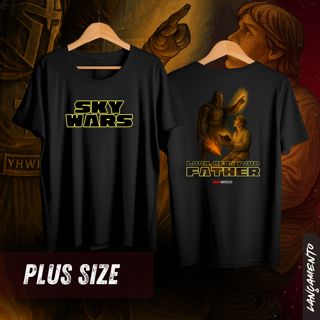 He Is Your Father - Sky Wars - Camiseta Plus Size Frente e Costas