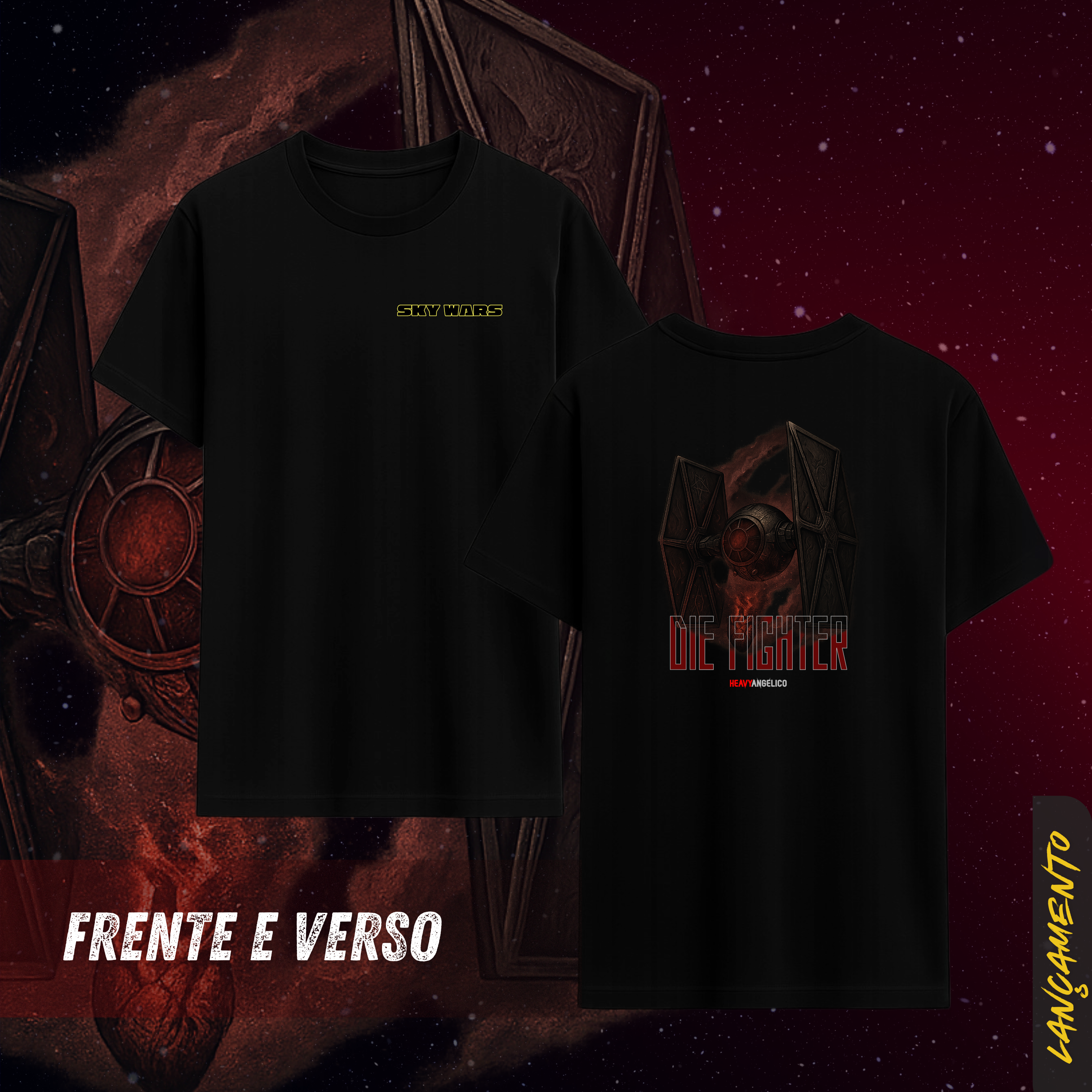Sky Wars – Die Fighter - Camiseta Unissex - Frente e Costas