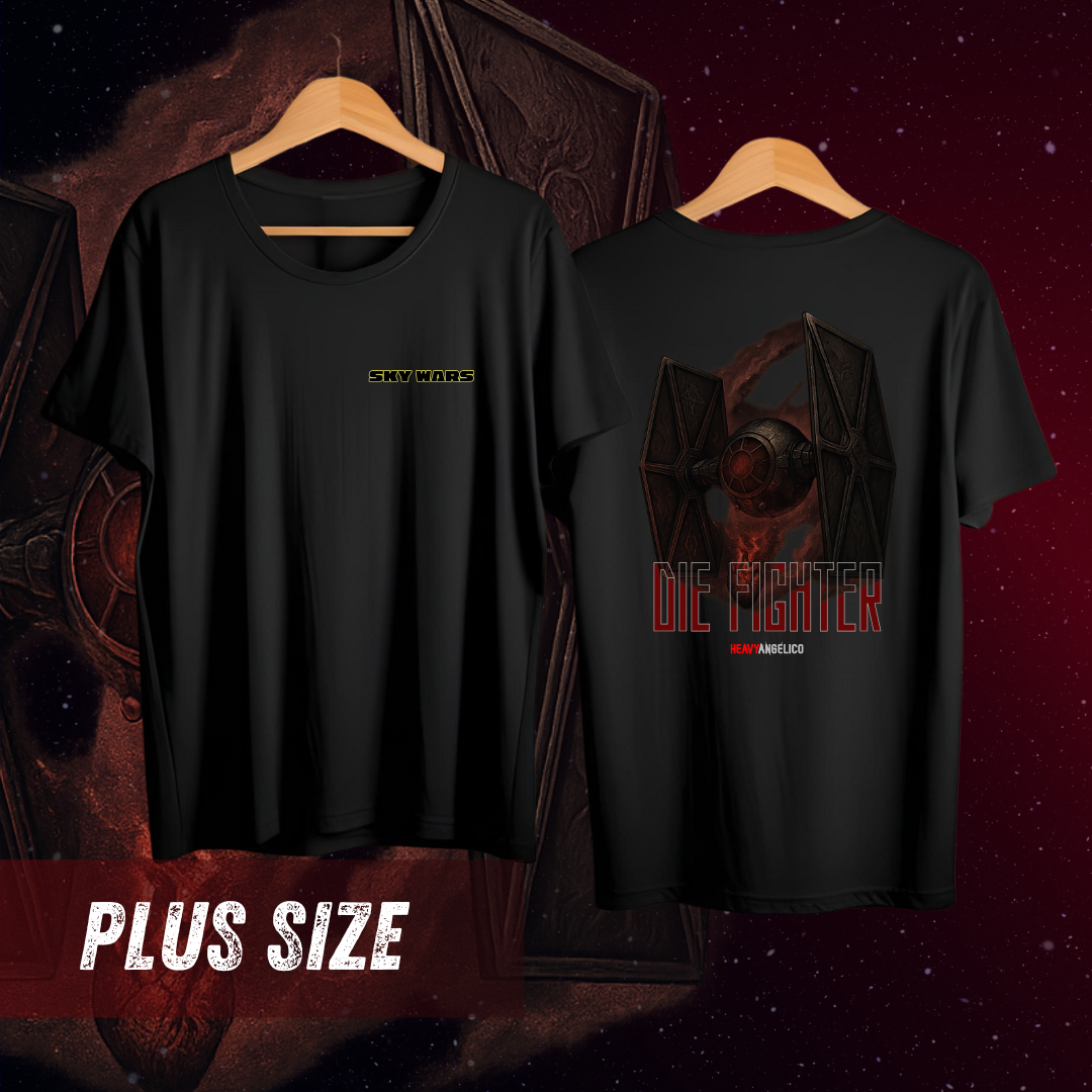 Sky Wars – Die Fighter - Camiseta Plus Size - Frente e Costas