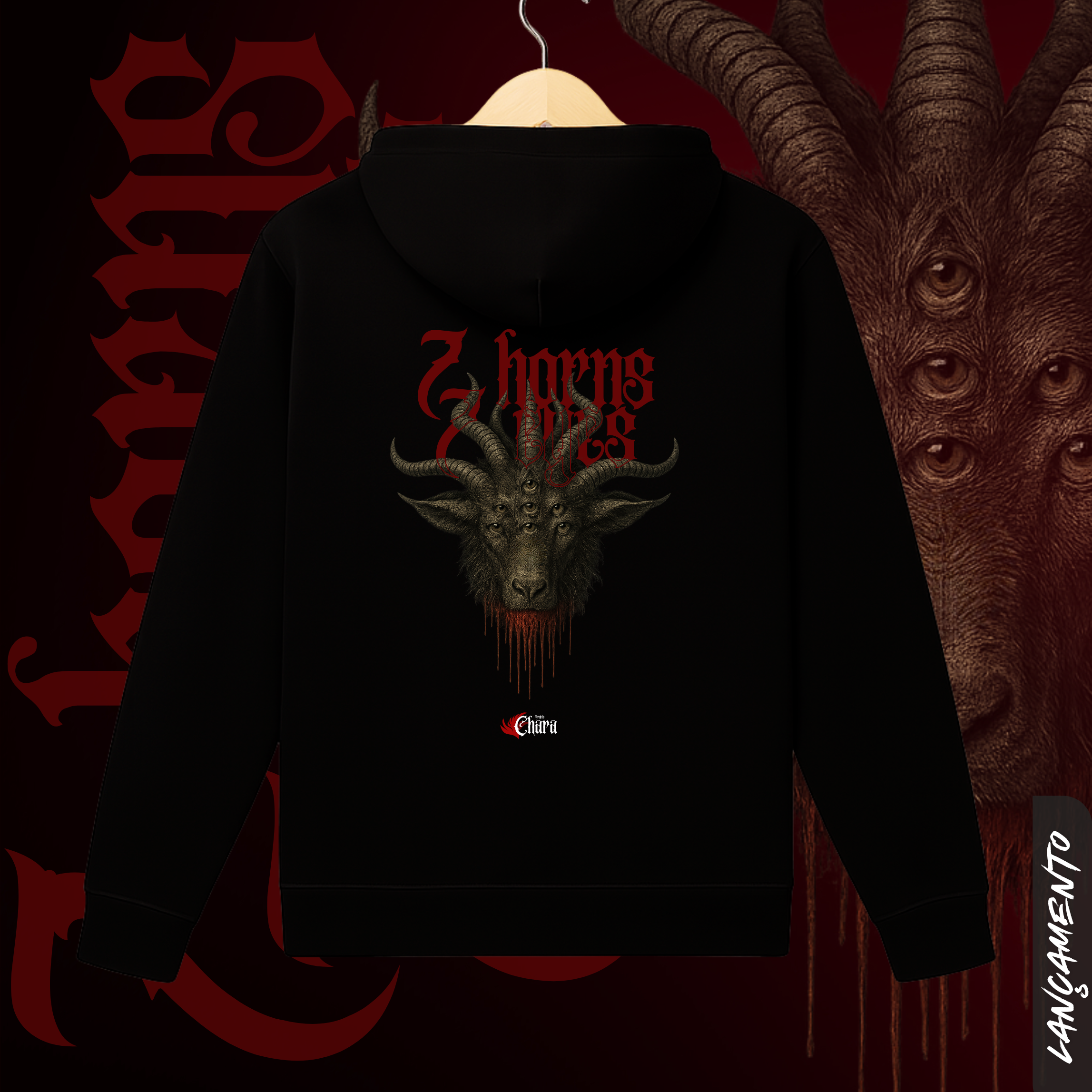 7 Horns | 7 Eyes – O Cordeiro é Digno - Projeto Chara - Moletom com Zíper