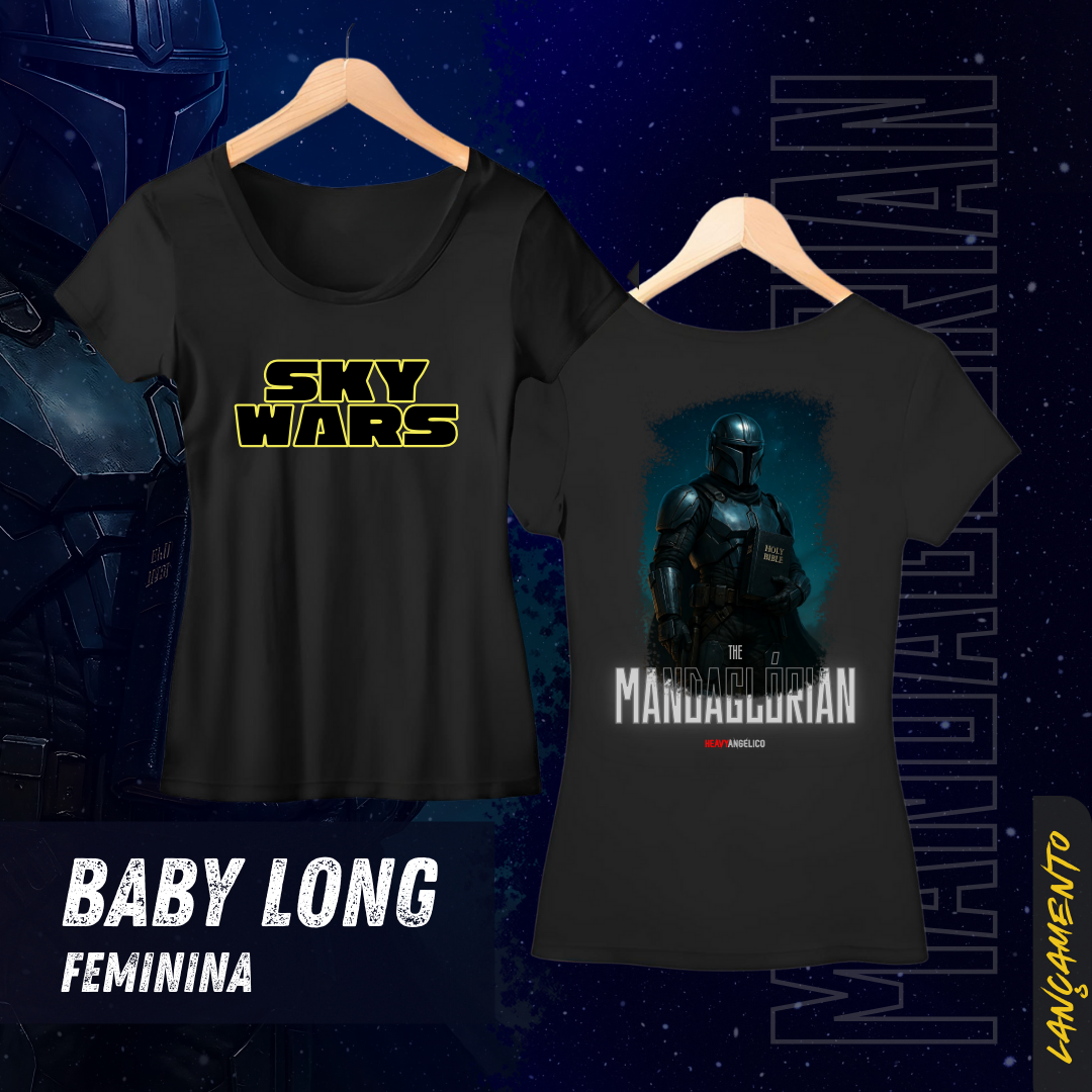 Sky Wars – The Mandaglórian - Camiseta Feminina - Frente e Costas