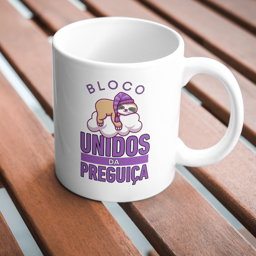 Nome do produto: Caneca Bloco Unidos da Preguiça