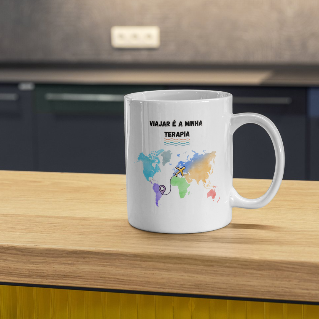 Nome do produto: Caneca Viajar é a minha terapia