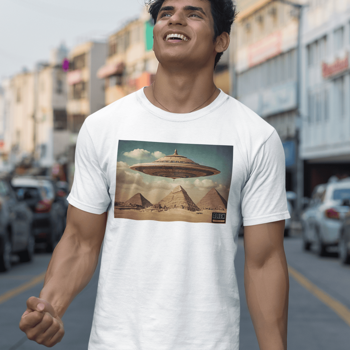 Nome do produto: Camisa Disco Voador e as Pirâmides