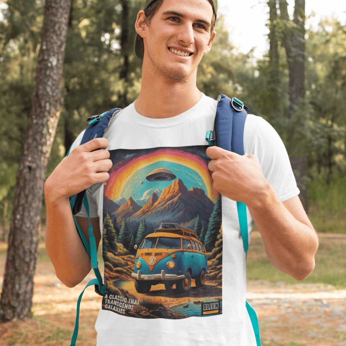 Nome do produto: Camisa Disco Voador e uma Kombi