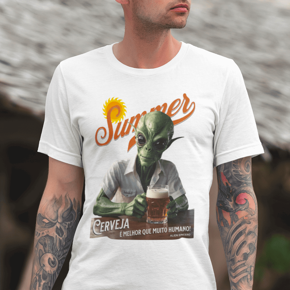 Nome do produto: Camisa Alien - Cerveja é melhor que muito humano!