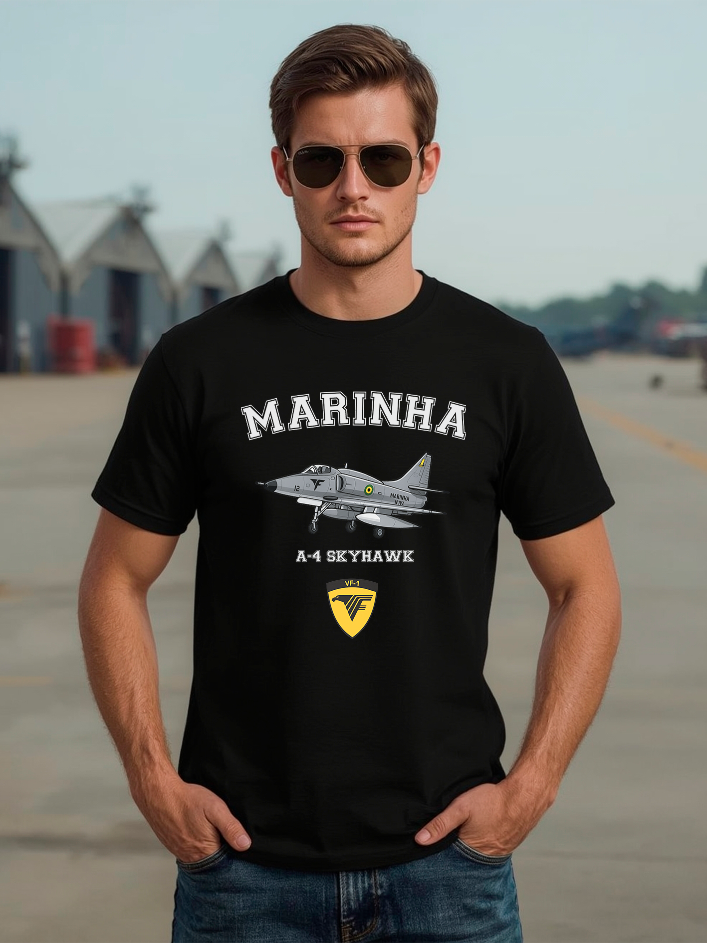 Nome do produto: Camiseta Marinha Brasileira – Caça A-4 Skyhawk (Esquadrão VF-1)