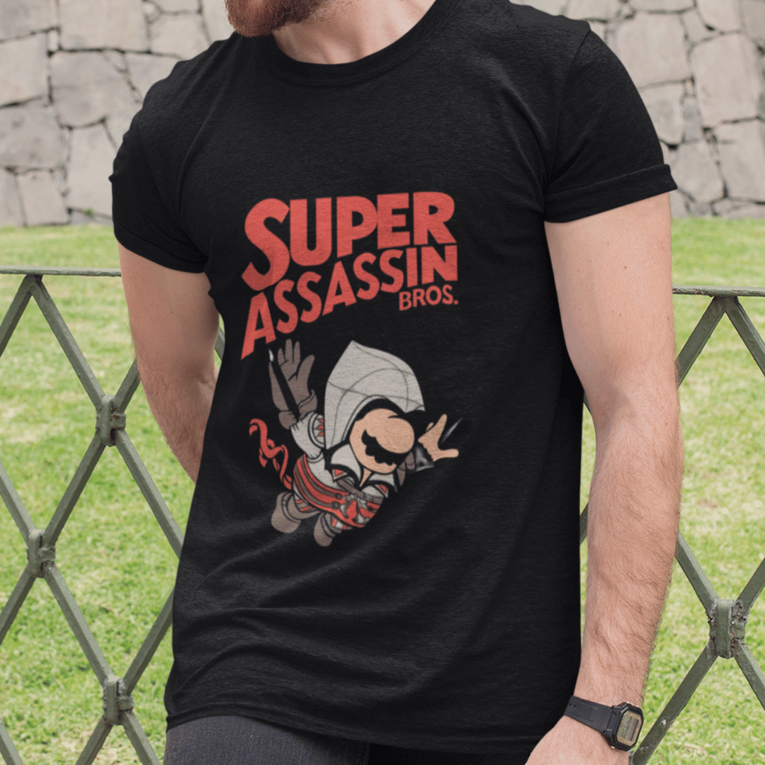 Nome do produto: Camisa Super Mário/Assassin\'s Creed (Ref.: 0043)