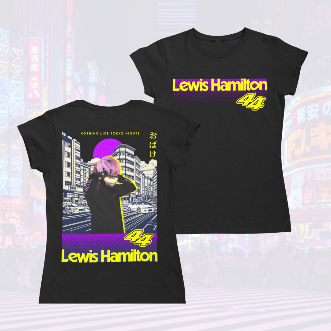 Nome do produto: Camiseta Lewis Hamilton Tokyo Nights Feminina