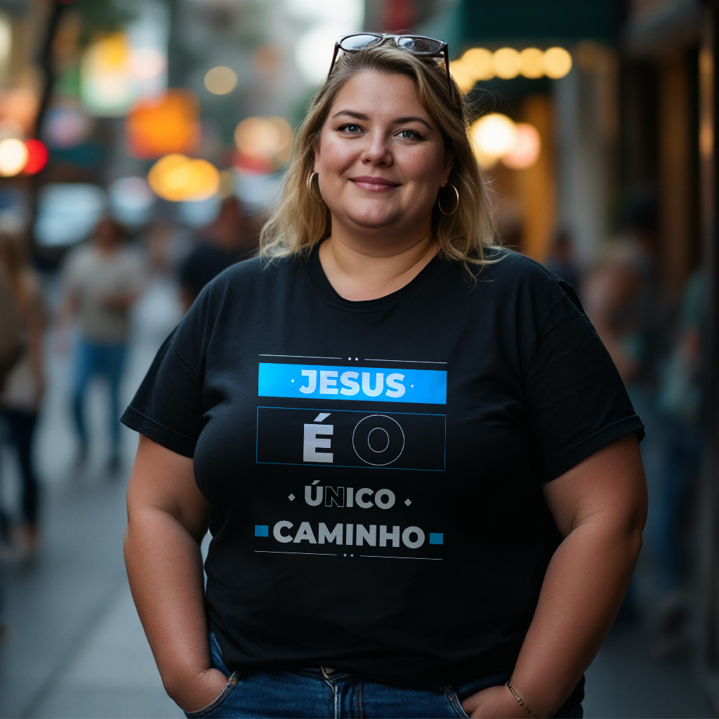 Nome do produto: Camisa Plus Size Jesus é o Único Caminho