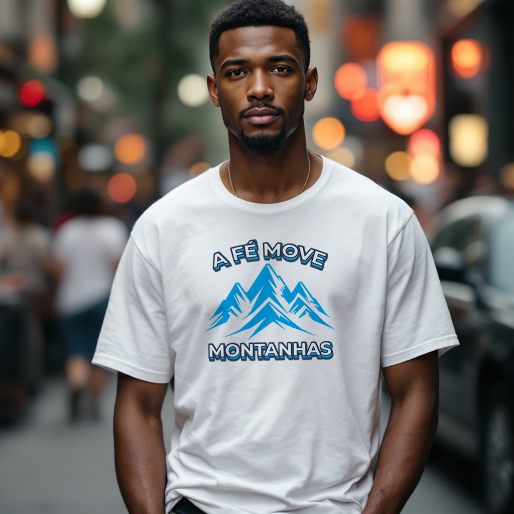 Nome do produto: Camisa Quality A Fé Move Montanhas