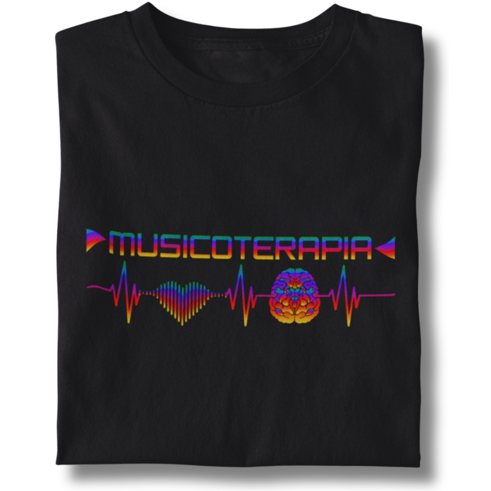 Camiseta Baby Long Musicoterapia Batimentos Cardíacos Conexão Coração e Cérebro - Versão Estampa Colorida