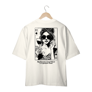 Camiseta Oversized Big Dreams Good Music Expensive Taste