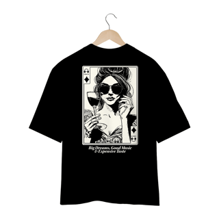 Camiseta Oversized Big Dreams Good Music Expensive Taste