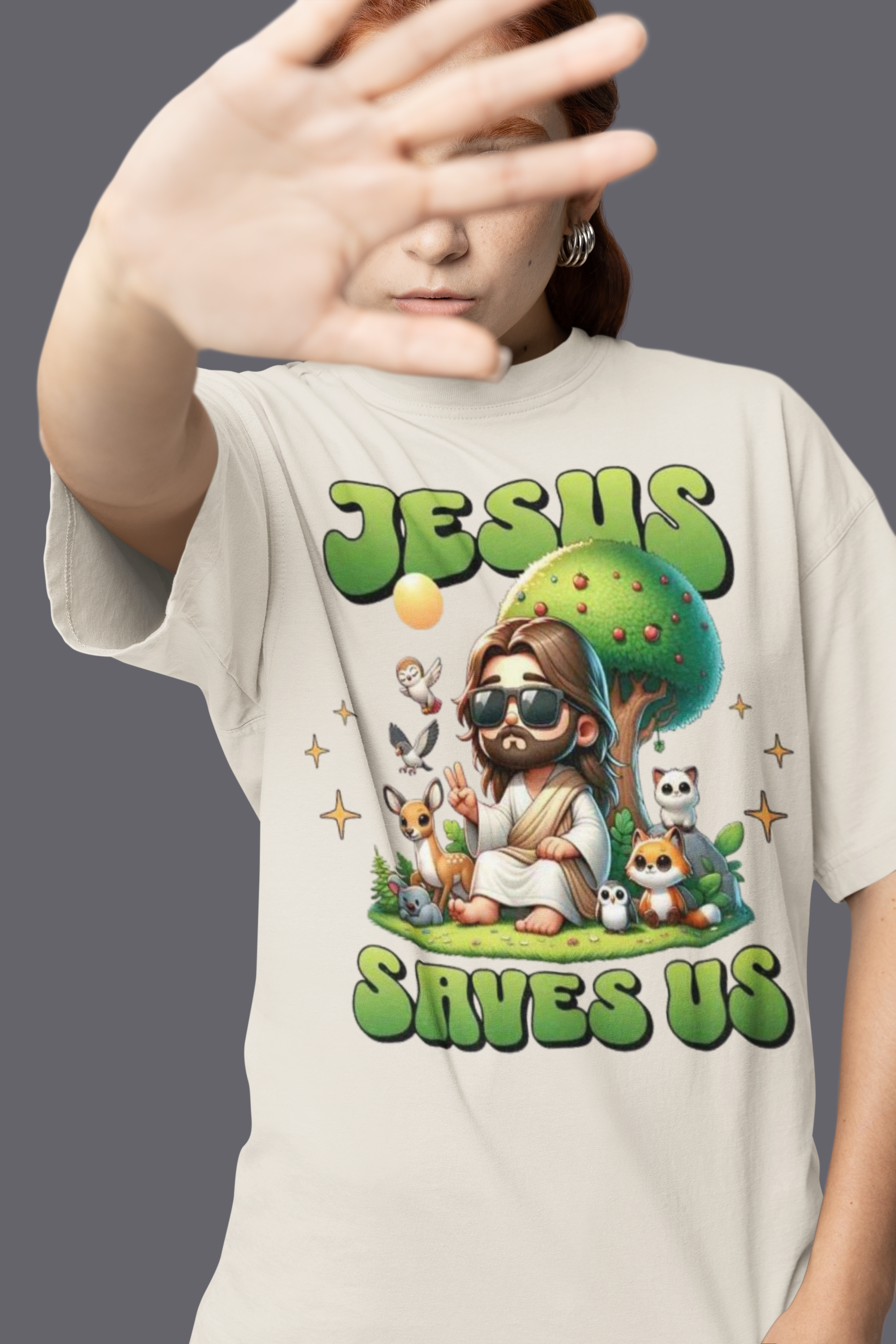 Nome do produto: Camiseta Oversized, Jesus Saves Us