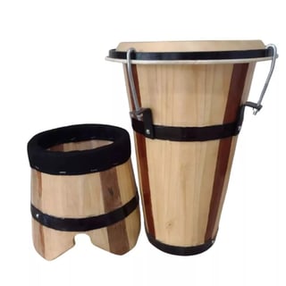 Atabaque Tambor Macaquinho 50 Cm Pinus Com Suporte