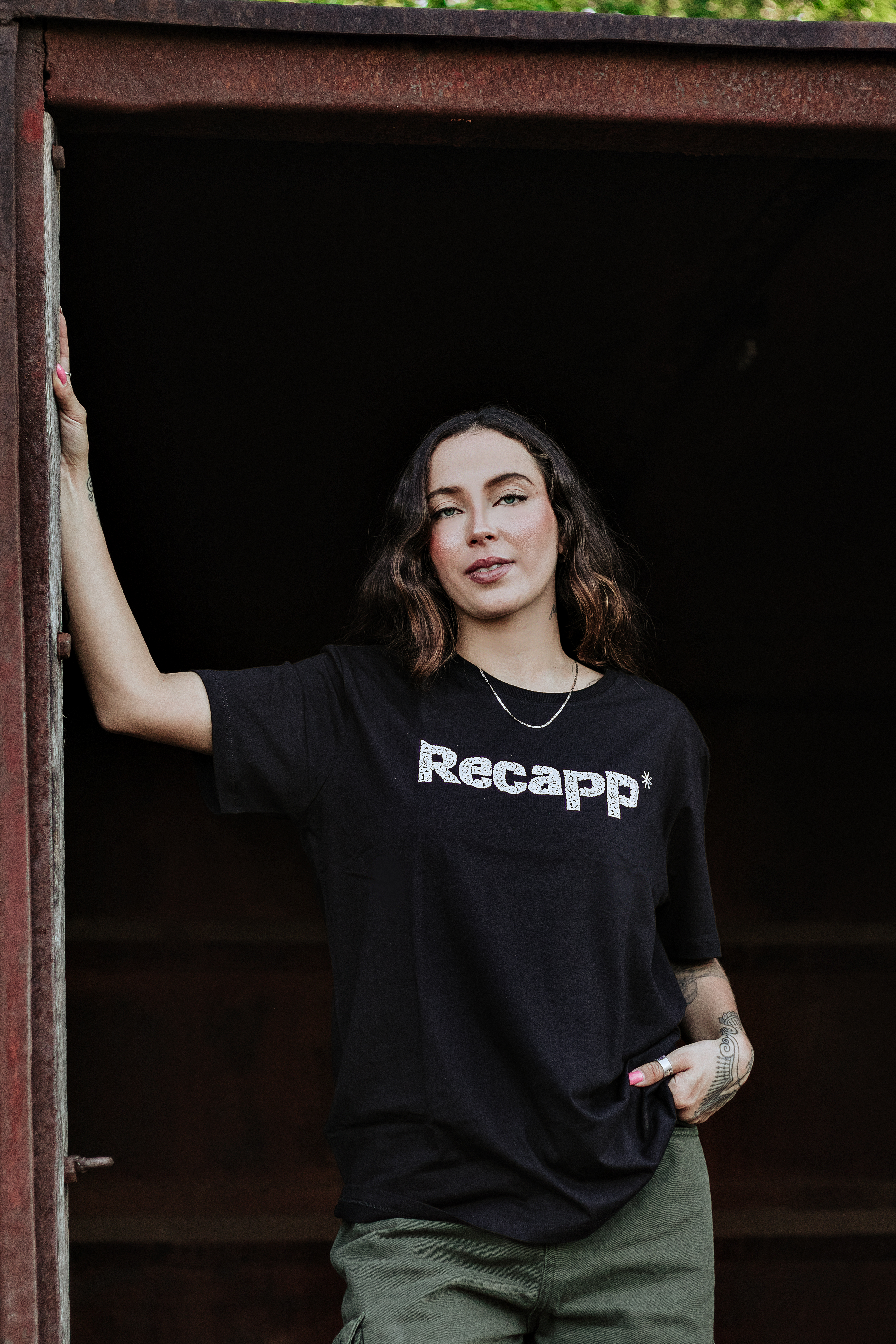 Nome do produto: Camiseta Recapp Floral (estampa branca)