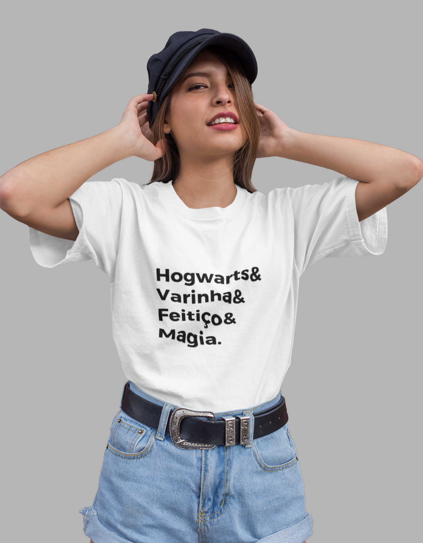 Nome do produto: Camiseta Baby Long Hogwarts & Varinha & Feitiço & Magia