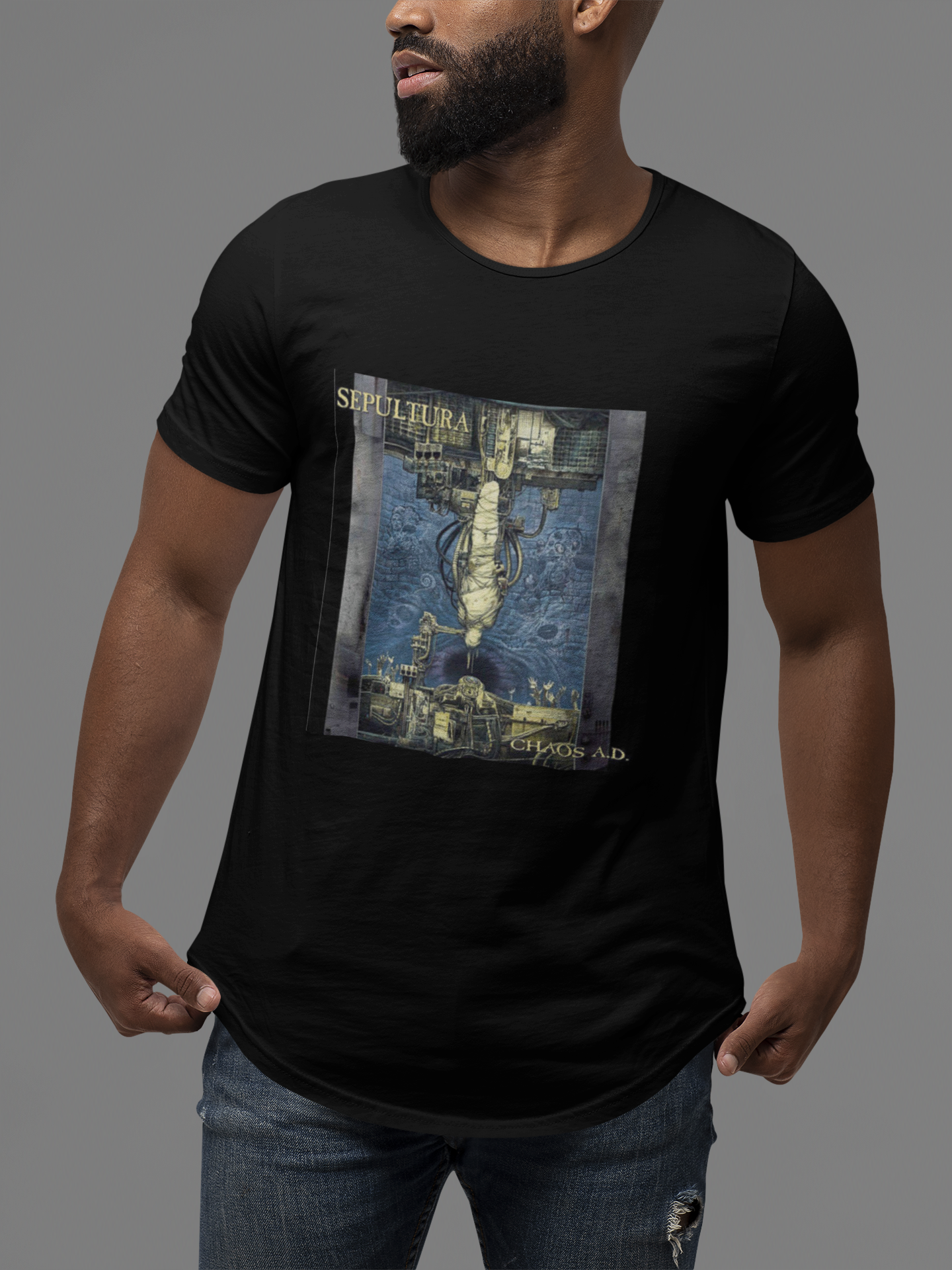 Nome do produto: CAMISETA DISCOGRAFIA SEPULTURA CHAOS A.D.