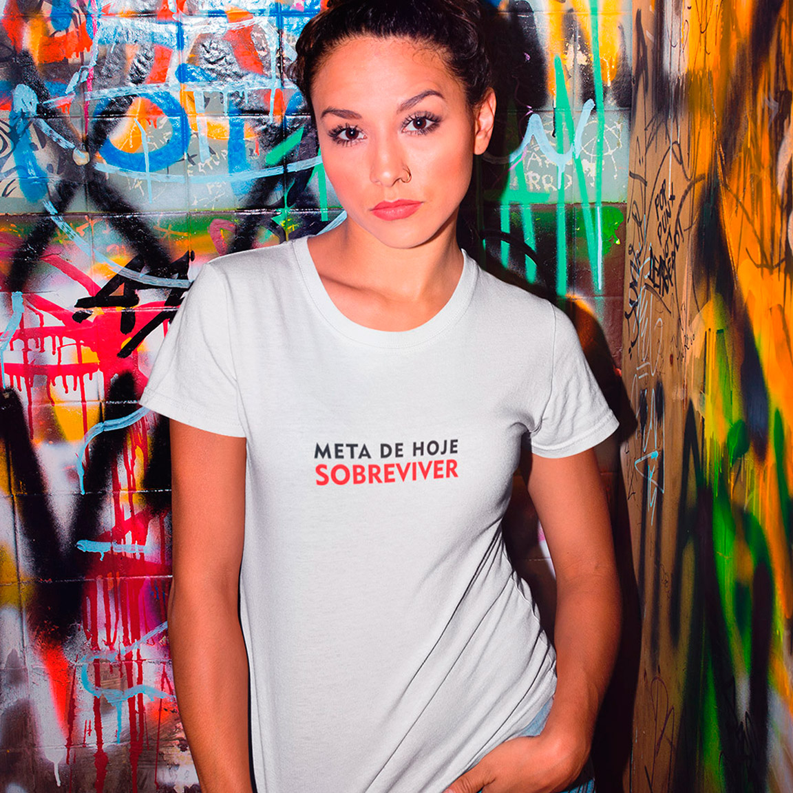 Nome do produto: Baby Look Meta Sobreviver - White