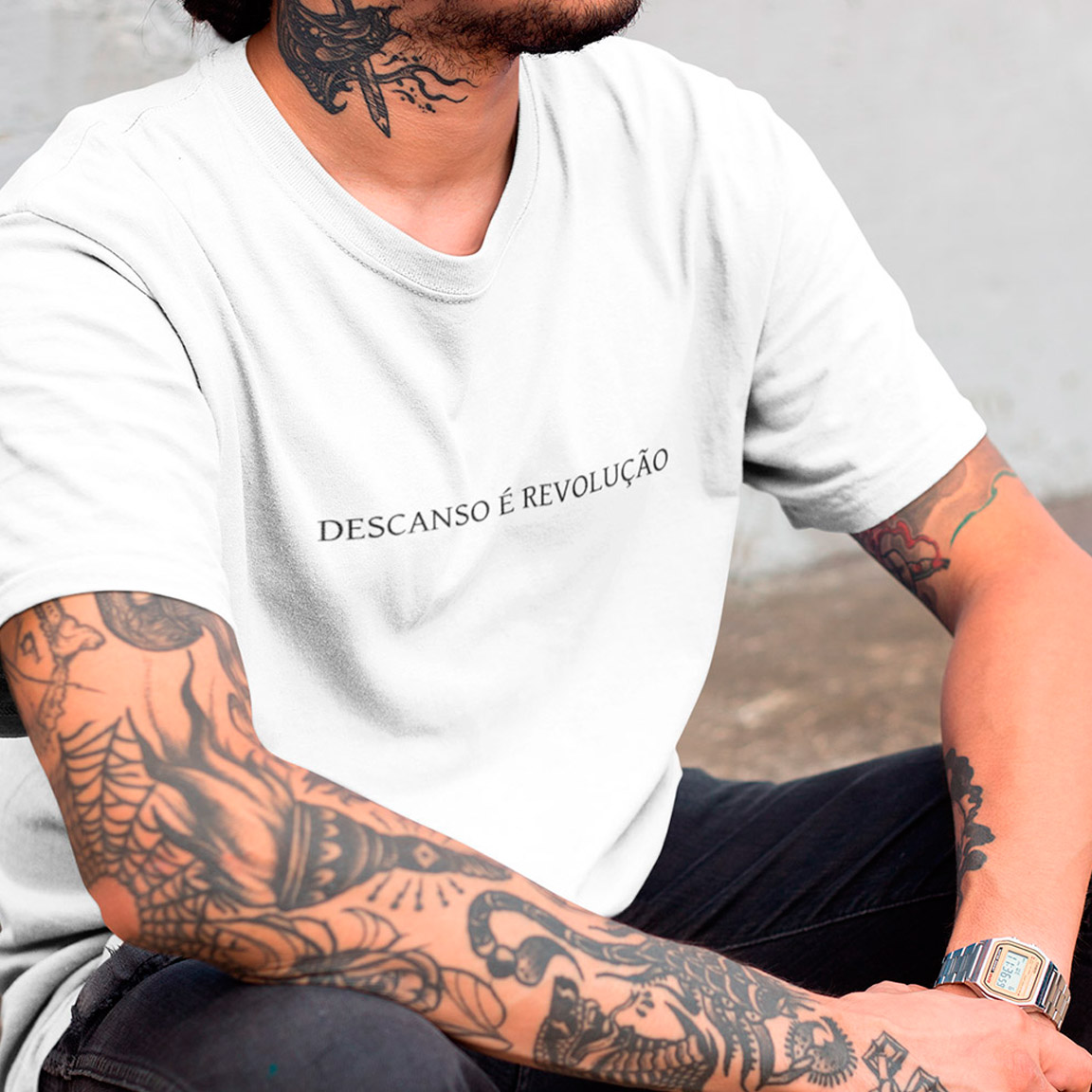 Nome do produto: T-Shirt Descanso É Revolução - White