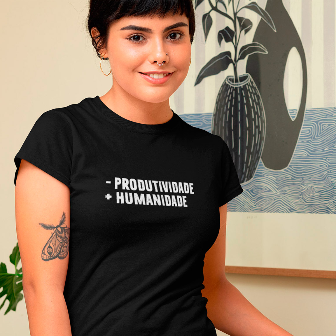 Nome do produto: Baby Look Menos Produtividade - Black