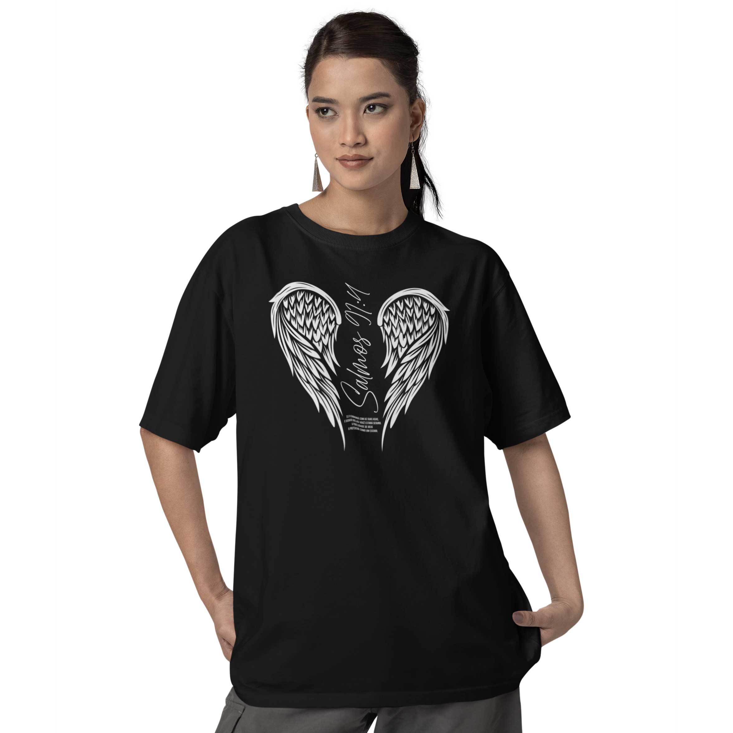 Camiseta Cristã Salmos 91:4 | Oversized